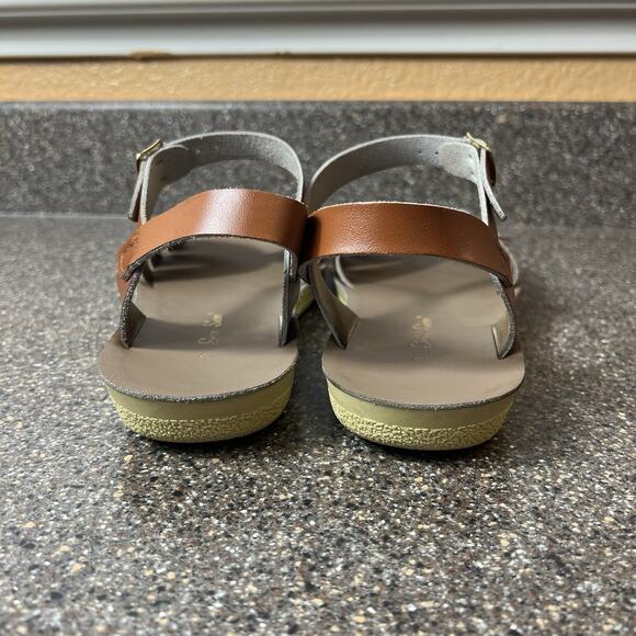 Sun-San Hoyway Brown Leather Womens Sz 8 Summer Casual Sandals Ankle Strap Flats - Picture 8 of 10